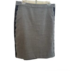 Gray LOFT Pencil Skirt with Black Lace (Size 8)